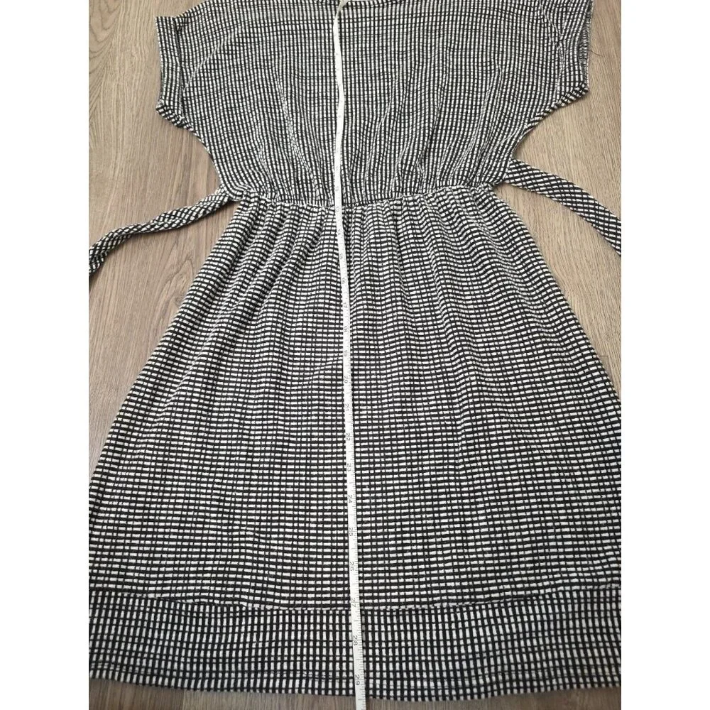 Caution To‎ The Wind Black White Check Belted Short Sleeve Dress Women’s M